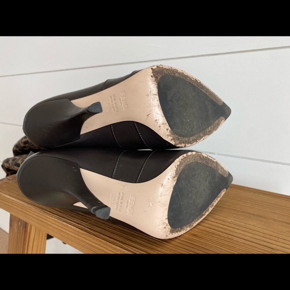 Fendi Black and Brown Over the Knee Boots - Picture 5 of 7